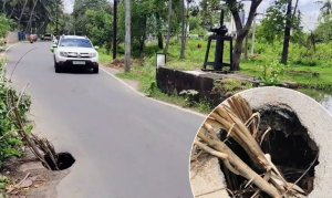 பார்வதிபுரம் – ஆசாரிப்பள்ளம் சாலையில் ராட்சத பள்ளம்: அதிகரிக்கும் வாகன விபத்துகள்!