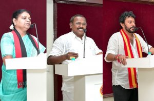 தூத்துக்குடி வர்த்தகச் சங்கத்தில் வேட்பாளர்கள் சங்கமம்: திமுக, அதிமுக, தவெக வாக்குறுதிகள்